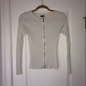 EXPRESS Cream Zip Up with Extra Stretch